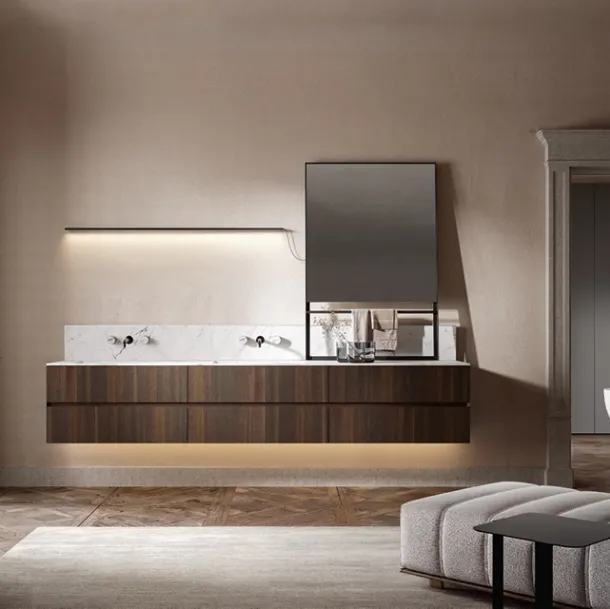 Mobile da Bagno sospeso Artemide 01 in rovere termotrattato di Edoné