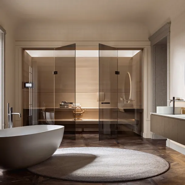 Mobile da Bagno sospeso Artemide 02 in nobilitato reflex bronzo di Edoné