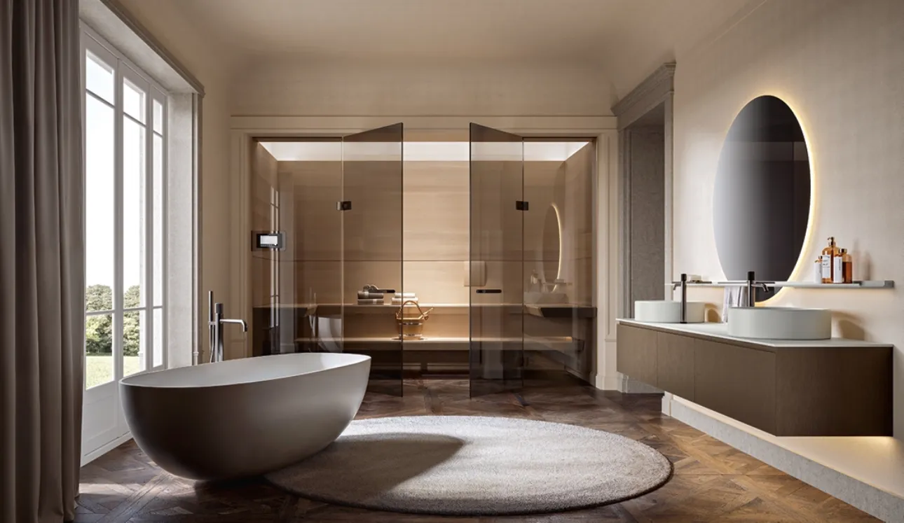 Mobile da Bagno sospeso Artemide 02 in nobilitato reflex bronzo di Edoné