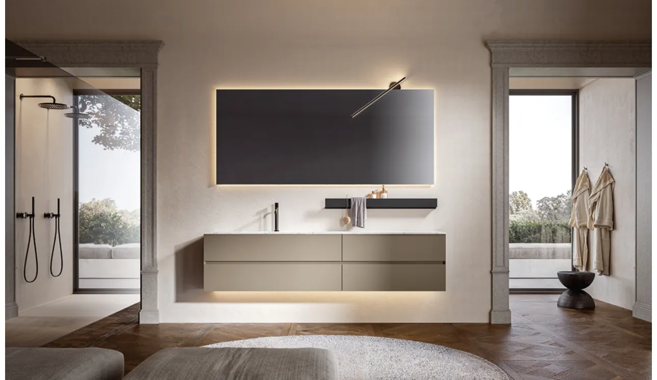 Mobile da Bagno sospeso Artemide 03 laccato camoscio di Edoné