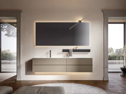 Mobile da Bagno sospeso Artemide 03 laccato camoscio di Edoné