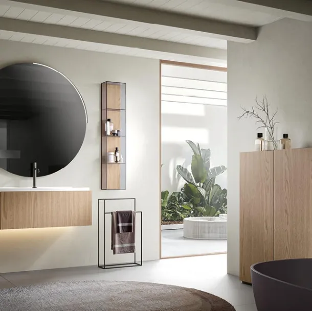 Mobile da Bagno sospeso Atena 05 in nobilitato rovere zenzero di Edoné