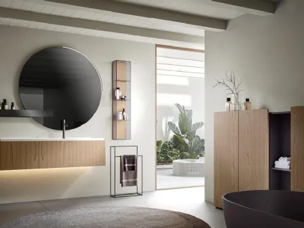 Mobile da Bagno sospeso Atena 05 in nobilitato rovere zenzero di Edoné