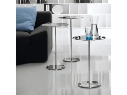 Tavolino con base e top in acciaio inox Gliss di Cattelan Italia