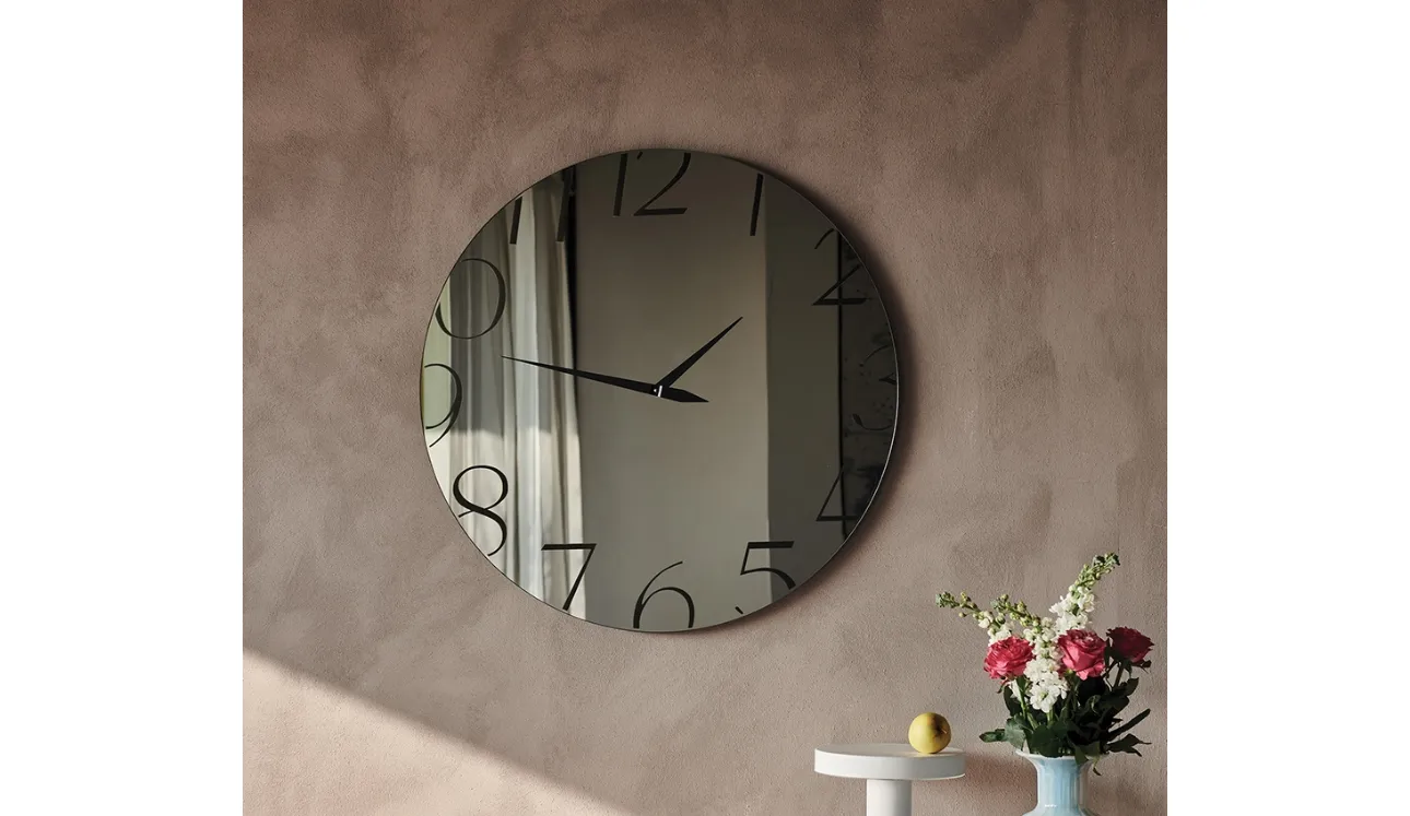 Specchio Orologio in cristallo specchiato serigrafato Moment di Cattelan Italia
