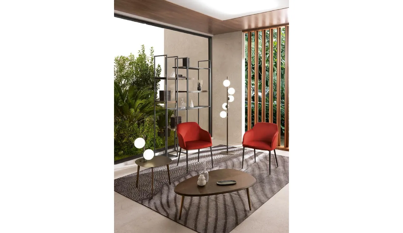 Tavolino con top in legno e gambe in metallo verniciato Coffee di Riflessi