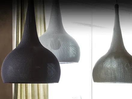 Lampada a sospensione con rivestimento in maglia Byblos di Cattelan Italia