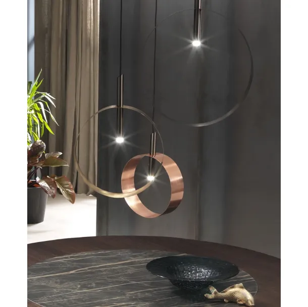 Lampada a sospensione Led Loop SS  in metallo verniciato di Riflessi