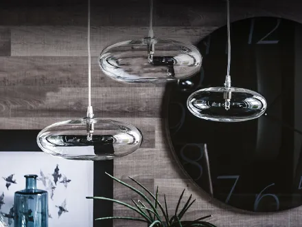 Lampada a sospensione in vetro borosilicato trasparente Lim di Cattelan Italia