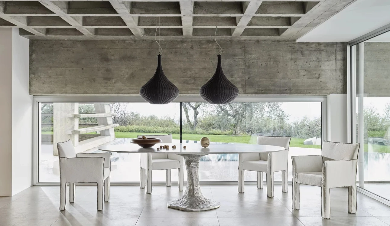 Lampada a sospensione in rattan Spin di Gervasoni