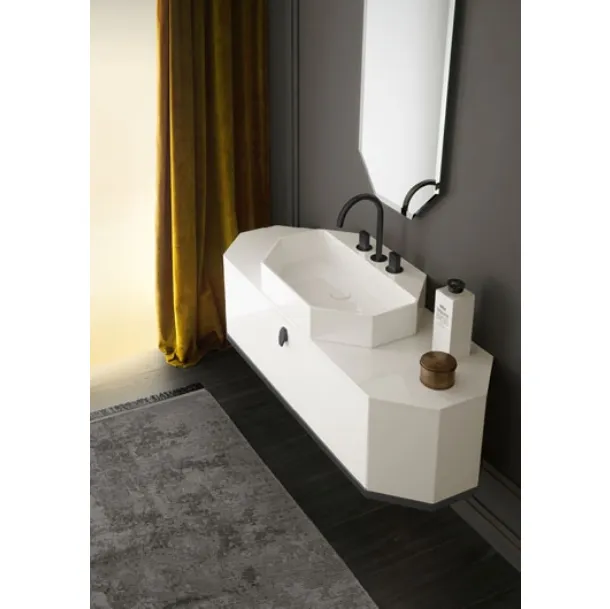 Mobile da Bagno sospeso laccato Bianco lucido Dandy 02 di Milldue