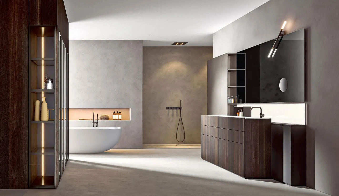 Mobile da Bagno a terra in Rovere termotrattato Hexis 2331 di Edoné