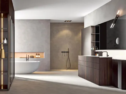 Mobile da Bagno a terra in Rovere termotrattato Hexis 2331 di Edoné