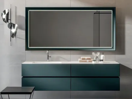 Mobile da Bagno sospeso in laccato Pavone opaco Nike 005 di Edoné