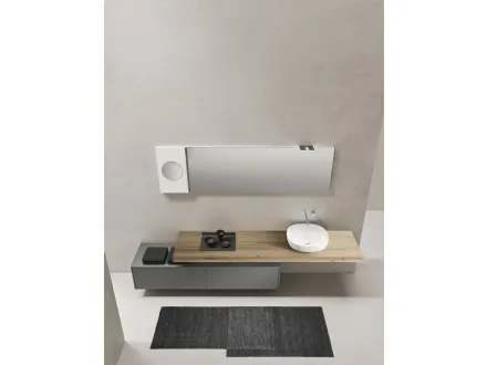 Mobile da Bagno sospeso in laccato opaco con top in Rovere barrique Sintesi 19 06 di Milldue