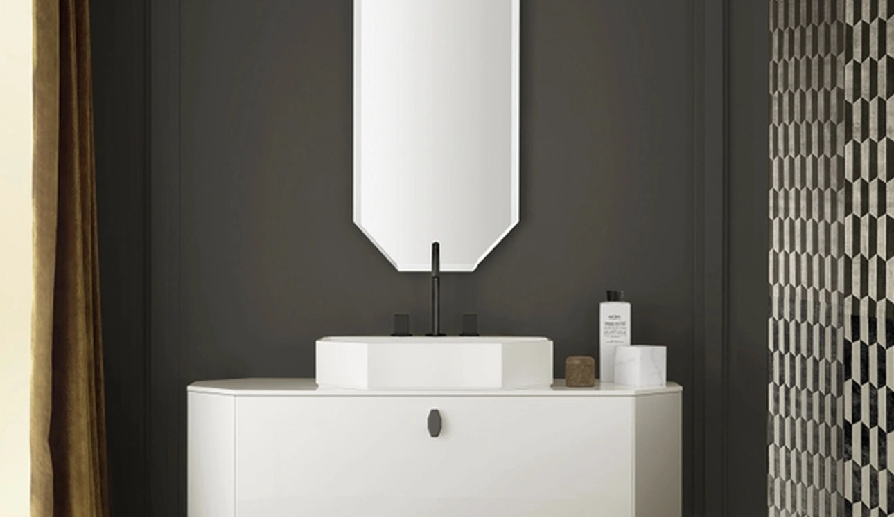 Mobile da Bagno sospeso Vitage Dandy 02 in laccato bianco lucido di Milldue