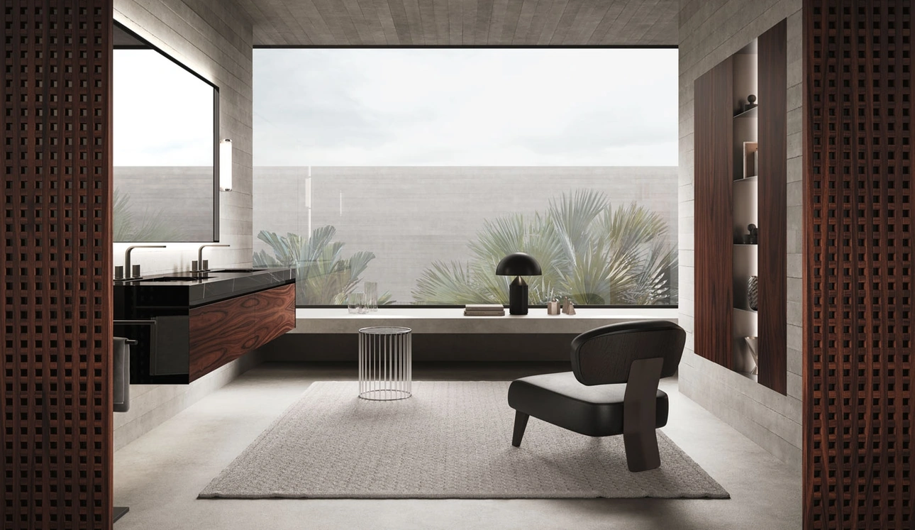 Mobile da Bagno sospeso Vitage Four Seasons 20 in palissandro e marmo di Milldue