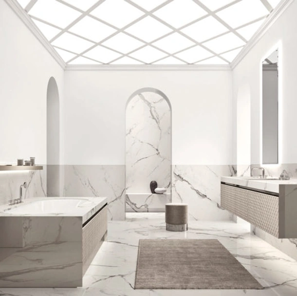 Mobile da Bagno sospeso Vitage Four Seasons 22 in alcantara e marmo di Milldue