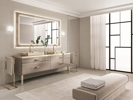 Mobile da Bagno Vitage Hilton 09 in in vetro extrachiaro elephant gold di Milldue