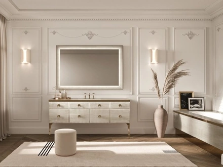 Mobile da Bagno Vitage Majestic 10 in vetro extrachiaro alabastro gold di Milldue