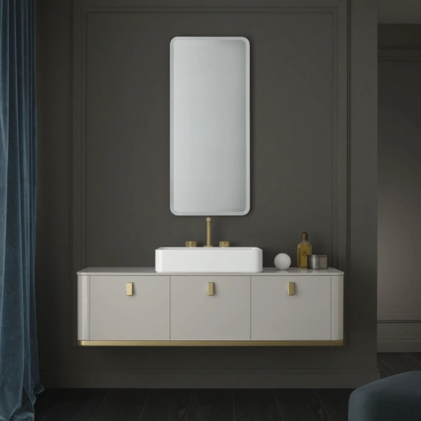 Mobile da Bagno sospeso Vitage Tailor 01 in laccato ghiaia lucido di Milldue