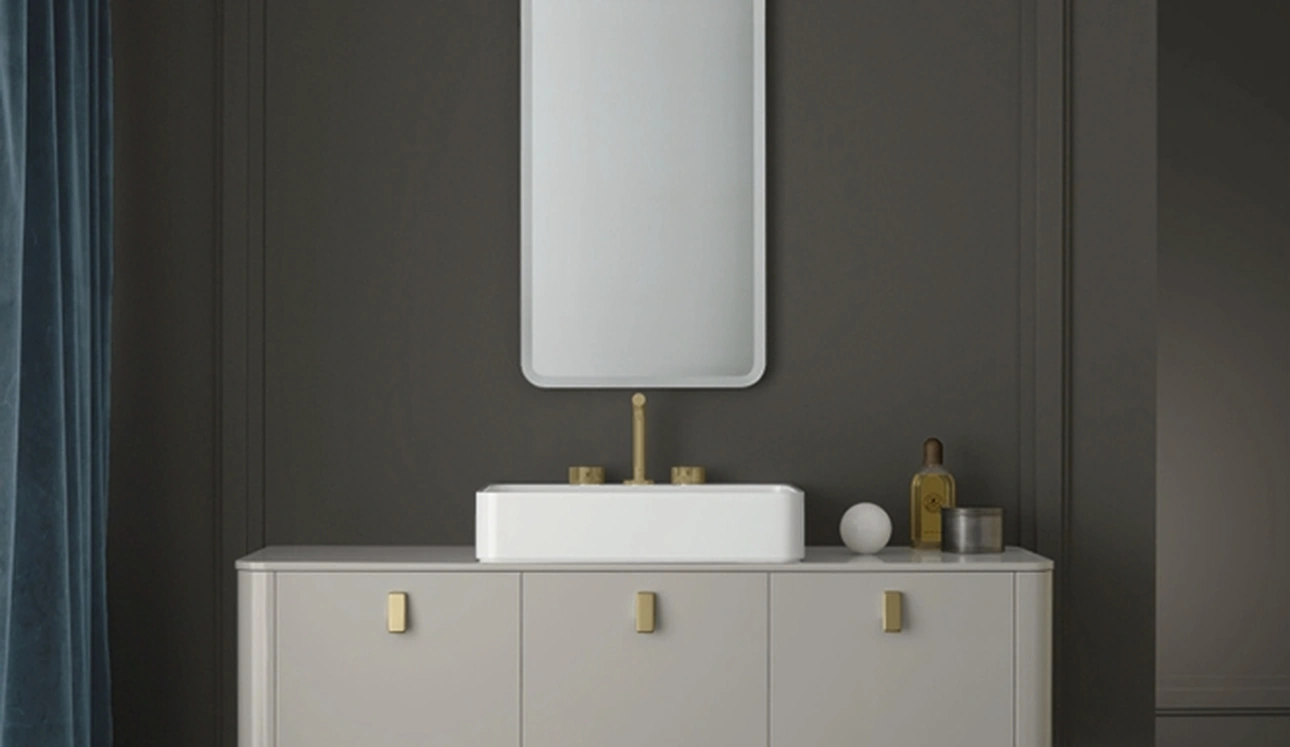 Mobile da Bagno sospeso Vitage Tailor 01 in laccato ghiaia lucido di Milldue