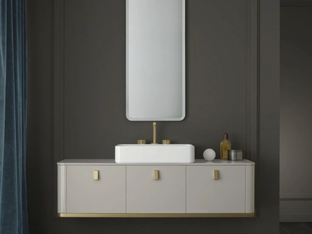 Mobile da Bagno sospeso Vitage Tailor 01 in laccato ghiaia lucido di Milldue