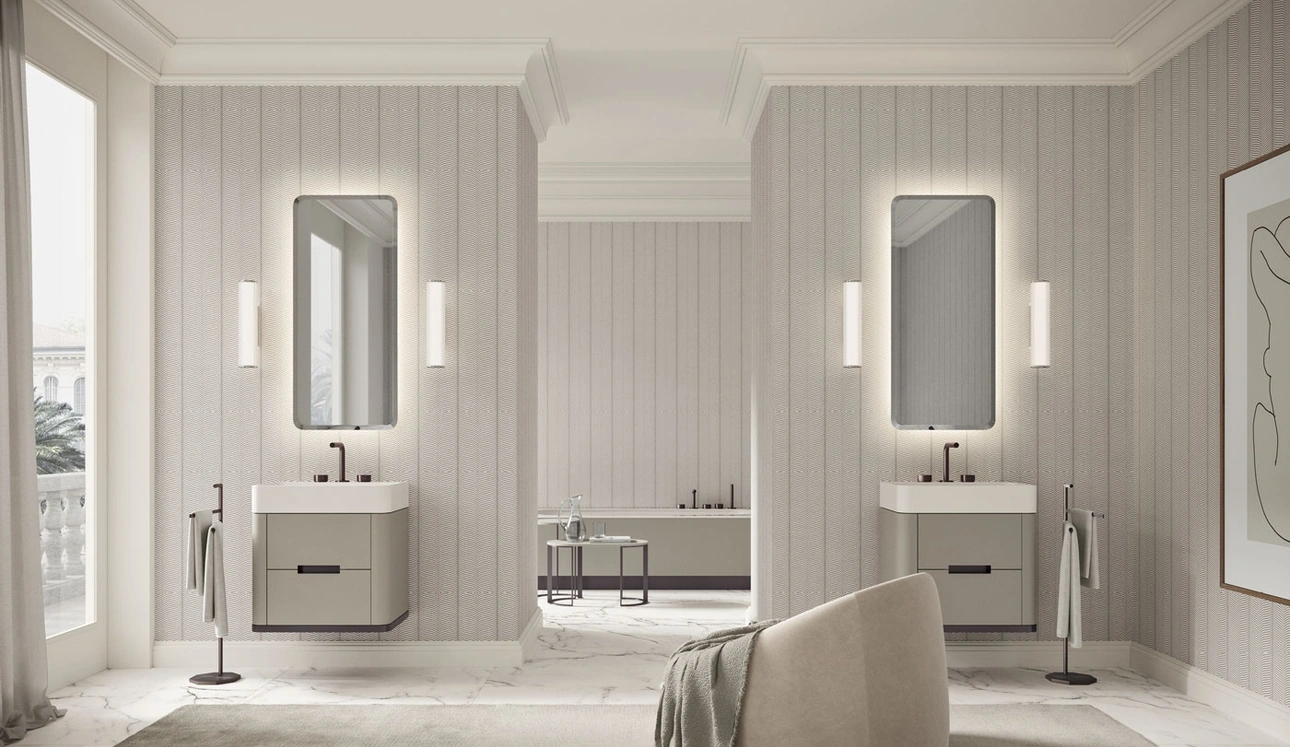 Mobile da Bagno sospeso Vitage Tailor 04 in laccato agata opaco di Milldue