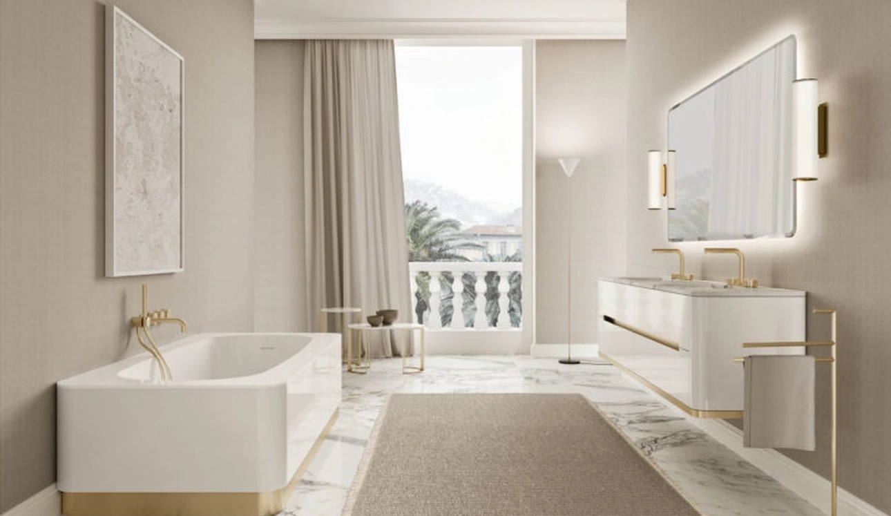 Mobile da Bagno sospeso Vitage Tailor 06 in laccato bianco lucido di Milldue