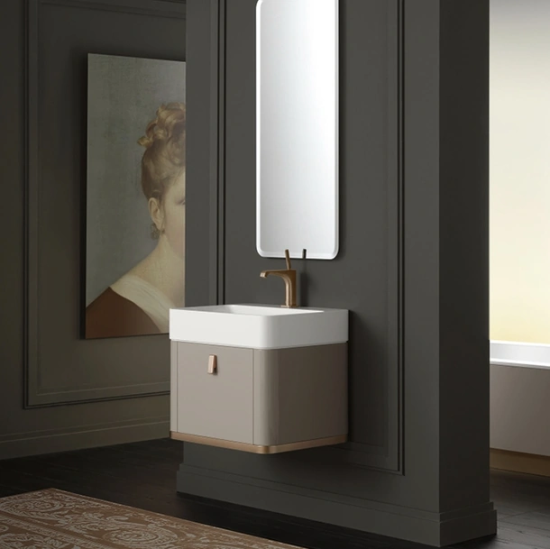 Mobile da Bagno sospeso Vitage Taylor 03 in laccato argilla lucido di Milldue