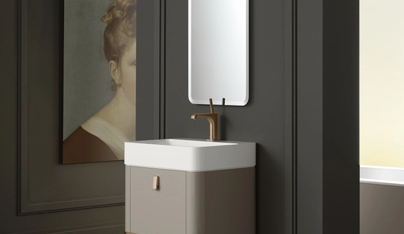 Mobile da Bagno sospeso Vitage Taylor 03 in laccato argilla lucido di Milldue