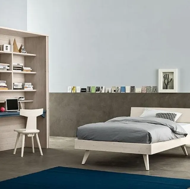 Cameretta in melaminico con letti a castello con gradini contenitore Start S26 di Clever