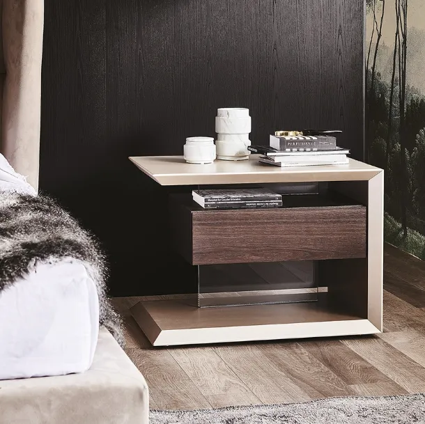 Comodino con cassetto in legno naturale Biagio di Cattelan Italia