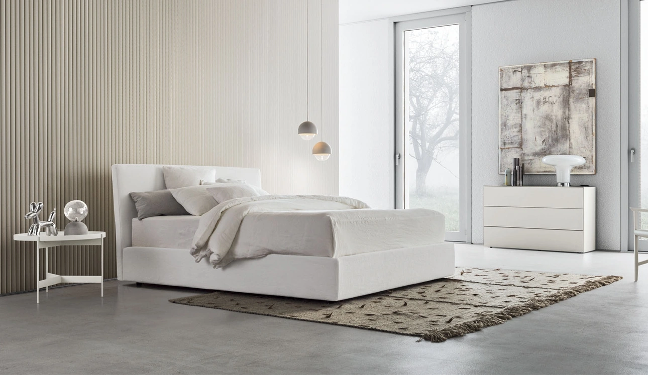 Letto in tessuto con box contenitore Beta Up di Pianca