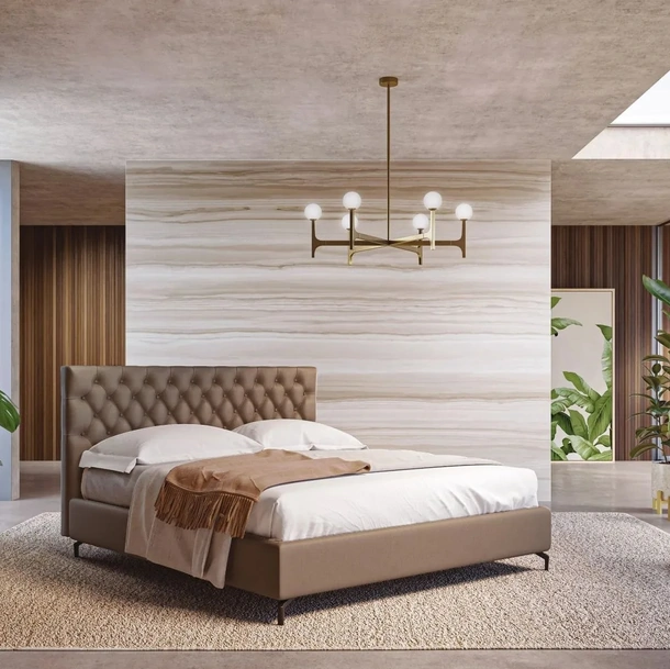 Letto in pelle con testiera capitonné Carlotta di Ergogreen