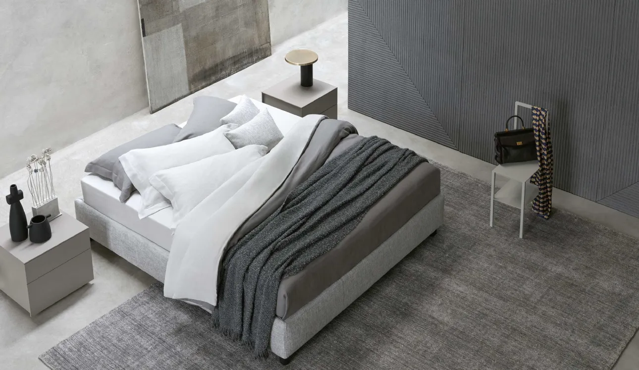 Letto in tessuto Sommier semplice e versatile con contenitore di Flou