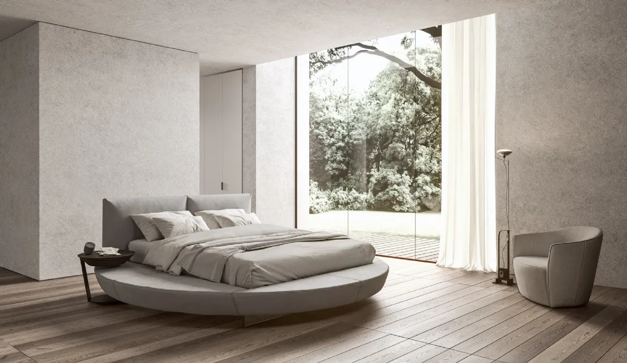 Letto circolare in tessuto con testiera imbottita Zero di Presotto