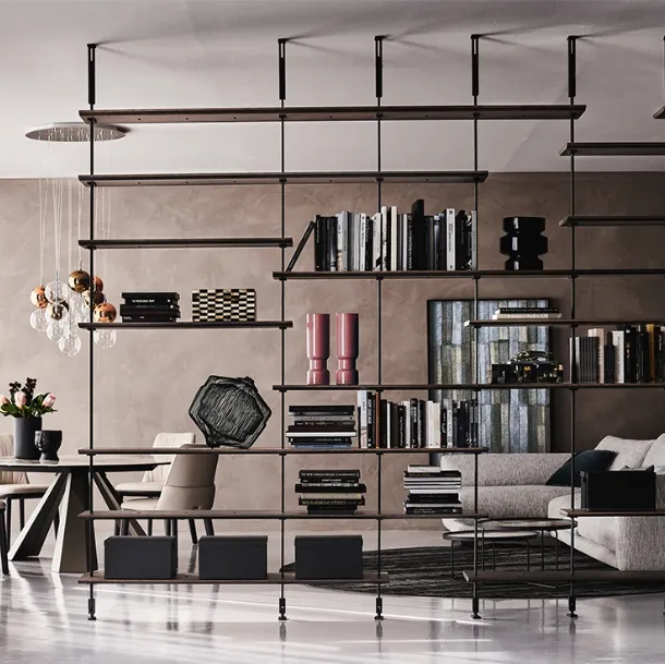 Libreria divisoria in legno e acciaio verniciato Airport di Cattelan Italia