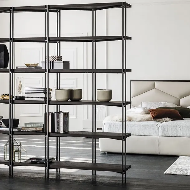Libreria divisoria in metallo con ripiani in legno Hudson di Cattelan Italia