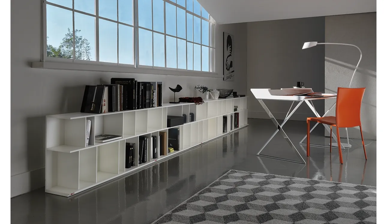 Libreria a muro in MDF laccato bianco Wally di Cattelan Italia