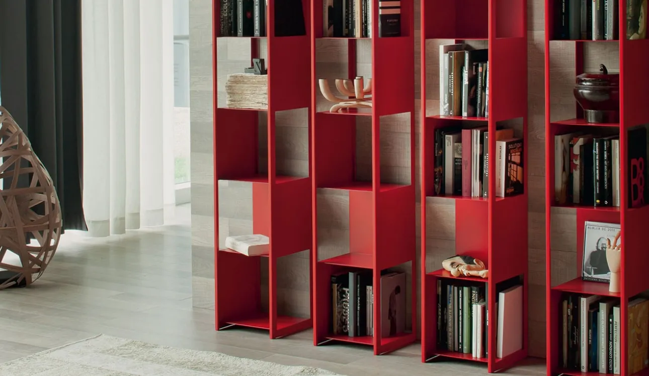 Libreria componibile in metallo rosso Joker di Cattelan Italia