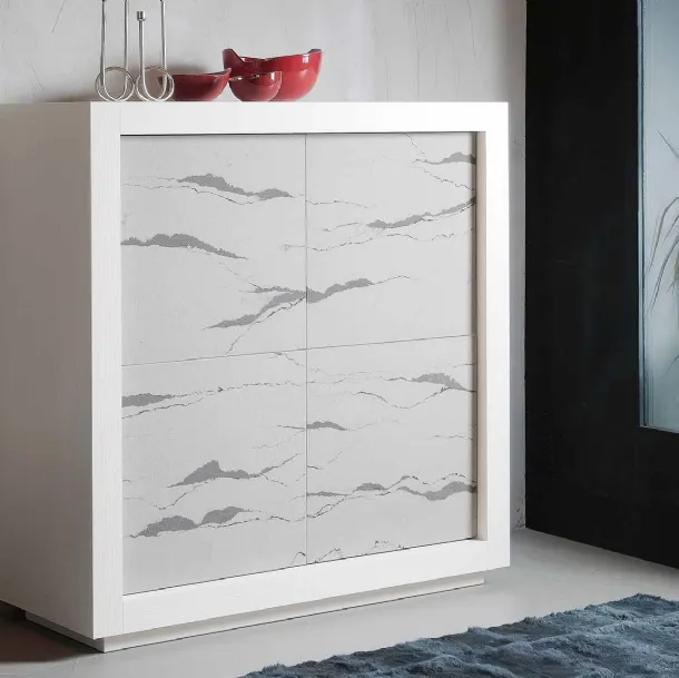 Madia Picasso in Rovere tinto Bianco P2 con ante in Pietra di Riflessi