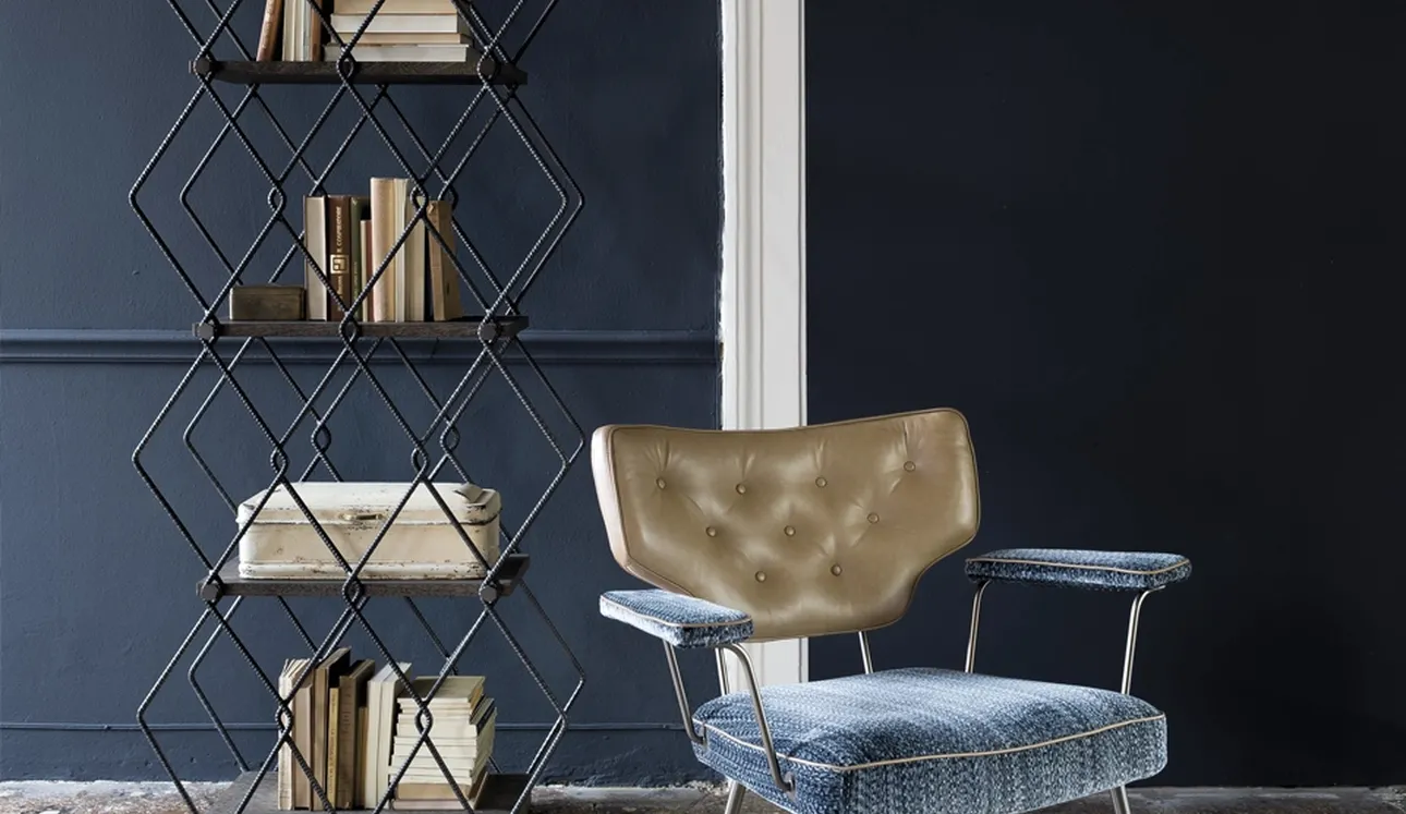 Poltroncina in pelle e tessuto Twiggy di Arketipo
