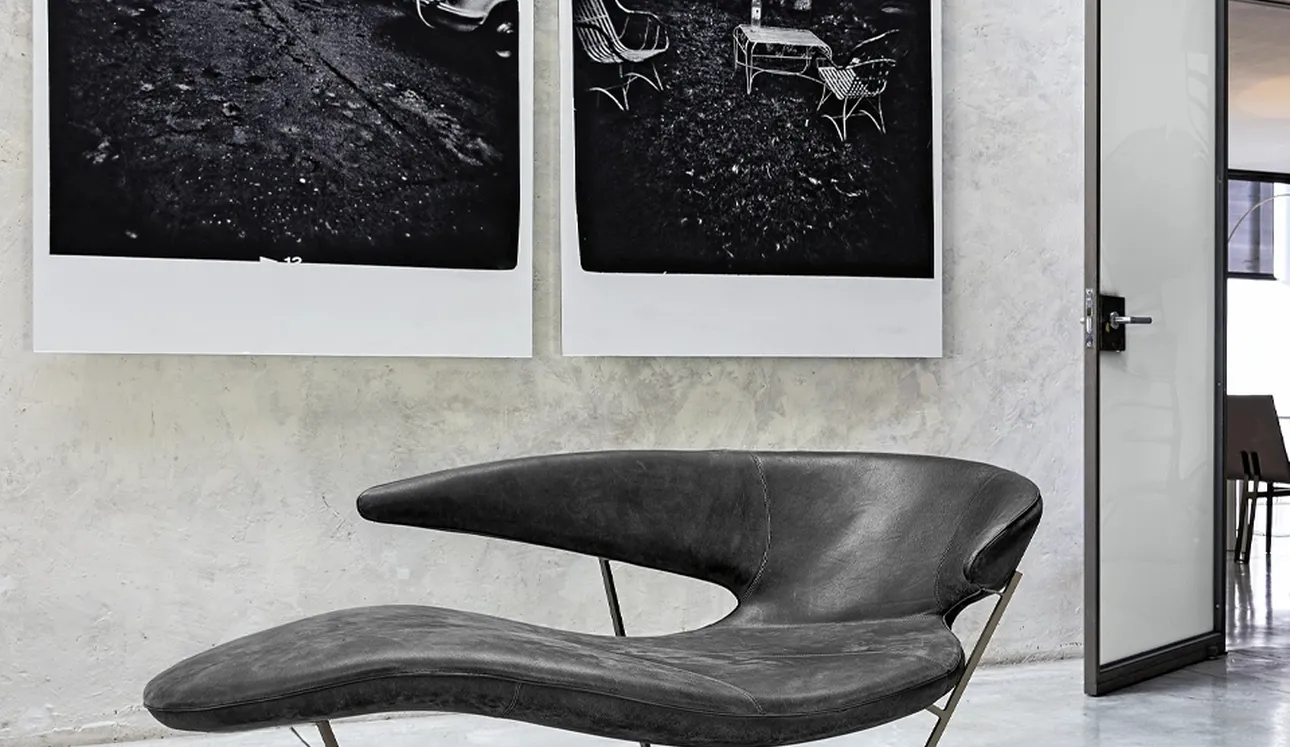Poltrona Lounge di design in pelle Manta di Arketipo