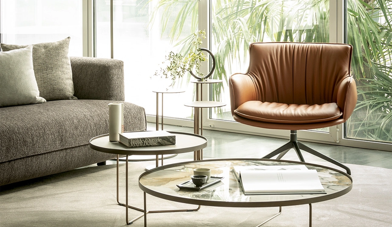 Poltroncina in pelle Rhonda Lounge di Cattelan Italia