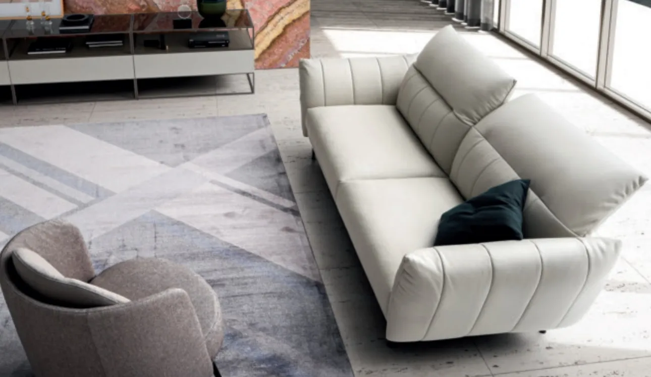 Divano in pelle lineare On Line Leather di Ditre Italia