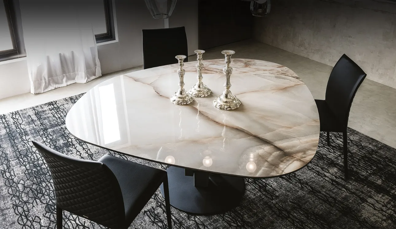 Tavolo rotondo irregolare in ceramica Skyline Keramik Round di Cattelan Italia