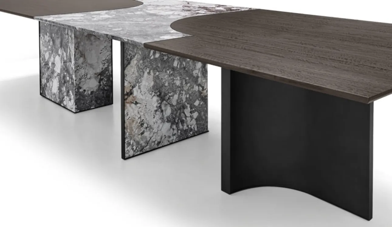 Tavolo Millennium in marmo abbinato al legno di Arketipo