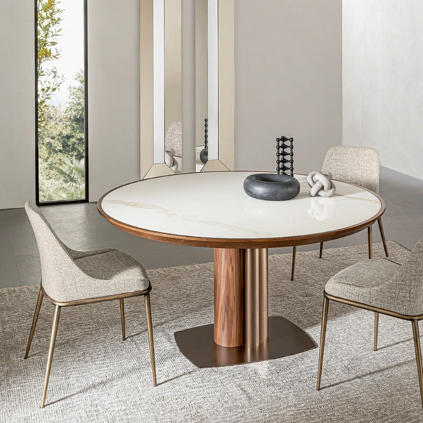 Tavolo Tower in legno e ceramica di Riflessi