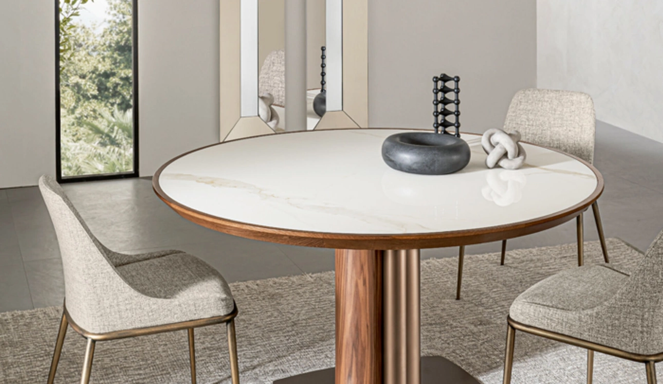 Tavolo Tower in legno e ceramica di Riflessi